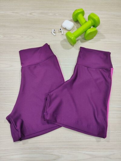 Imagem de Shorts Curto Vinho C/ Listra Rosa Lateral  BJSCL1 - Tamanho P / M